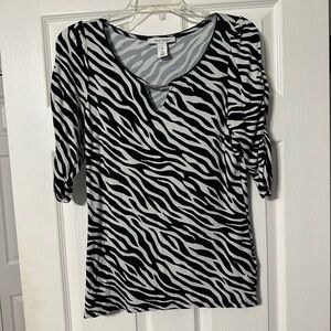 White House Black Market Animal Print Keyhole Top